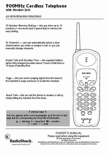 Radio Shack Cordless Telephone 43-3533-page_pdf